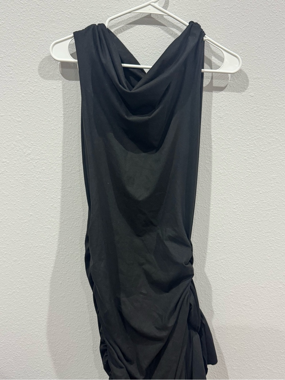 SHEIN Black One-Shoulder Draped Cowl Dress
